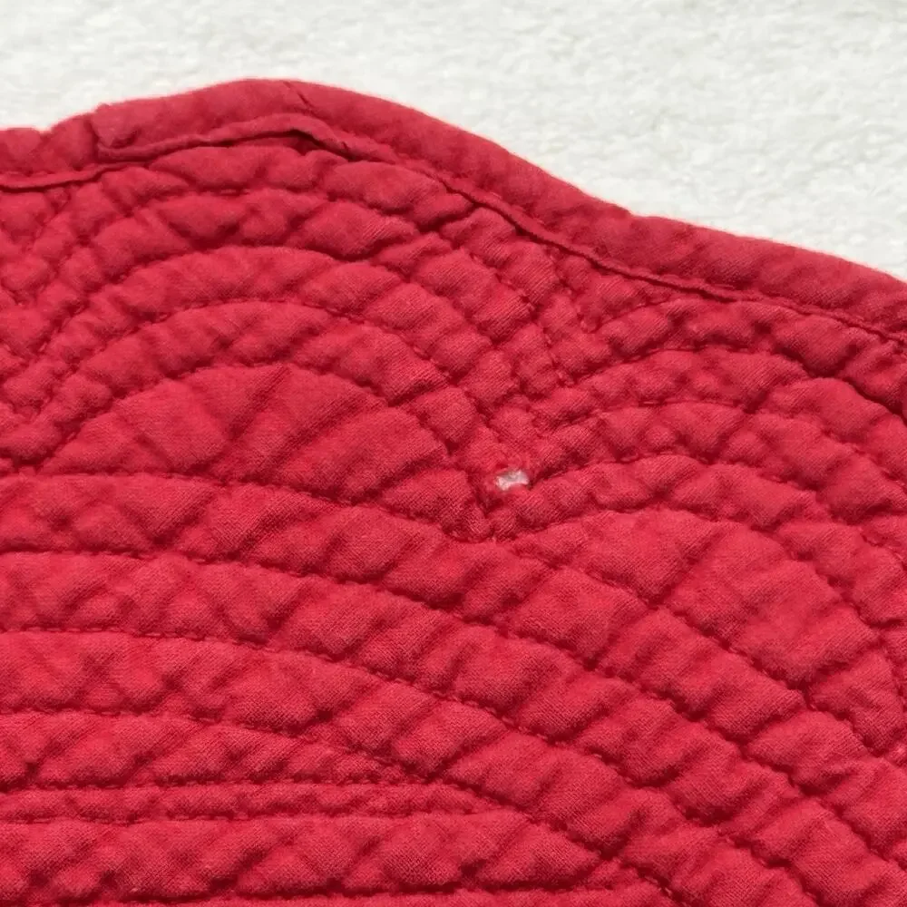 Vintage Set of 3 Round Quilted Red Placemats 14 inch Dining Table Decor